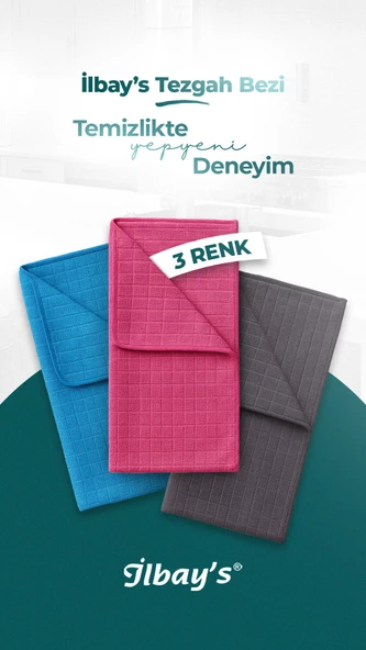 İlbay’s 2’li Mikrofiber Tezgah Bezi 40x40 cm | Süper Emici Leke Bırakmaz Bez