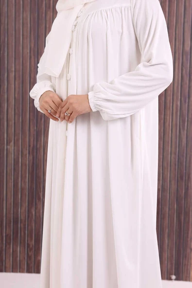 Robalı Britli Ferace 6022 Ekru - Resim 5