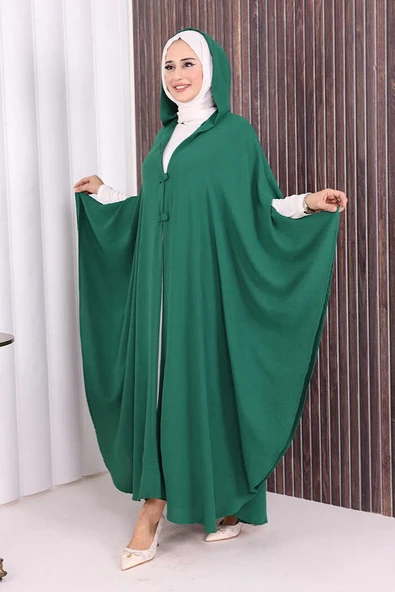 Kapüşonlu Ayrobin Pelerin 70021 Zümrüt - Resim 2