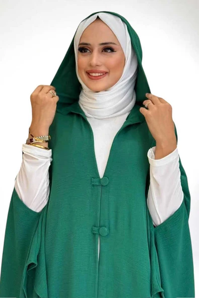 Kapüşonlu Ayrobin Pelerin 70021 Zümrüt - 4