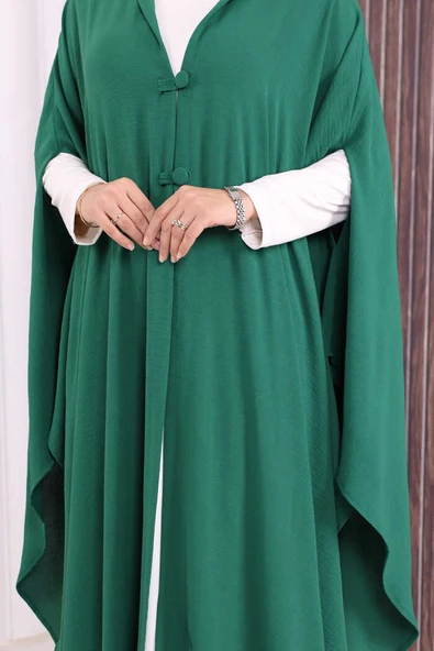 Kapüşonlu Ayrobin Pelerin 70021 Zümrüt - Resim 5