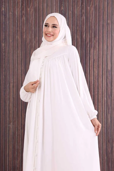 Robalı Britli Ferace 6022 Ekru - Resim 4