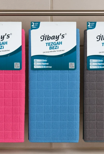 İlbay’s 2’li Mikrofiber Tezgah Bezi 40x40 cm | Süper Emici Leke Bırakmaz Bez - 3
