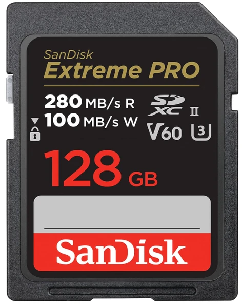 SanDisk 128GB Extreme PRO SDXC UHS-II Hafıza Kartı - C10, U3, V60, 6K, 4K UHD, SD Kart - SDSDXEP-128G-GN4IN - 1