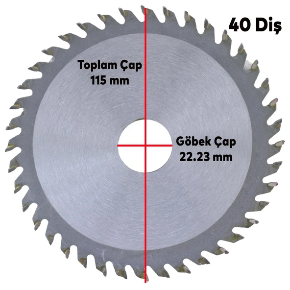 Daire Testere Ahşap Kesme Sunta Testeresi 115 mm 40 Diş (2 Adet) - 2