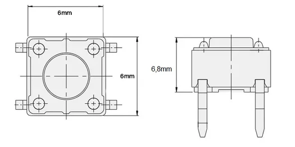 2 Pin 90° 90C 6x6x6.8mm Tact Switch Buton - 10 Adet - 4