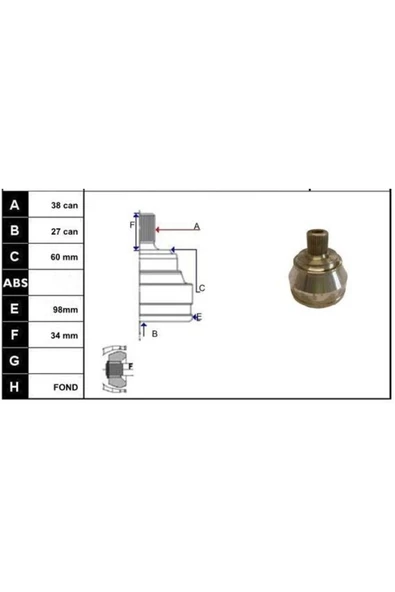 ECOFIX KRL1230ECF Krl1230ecf Aks Kafası T4 95-04 Dıs Kıt - 1
