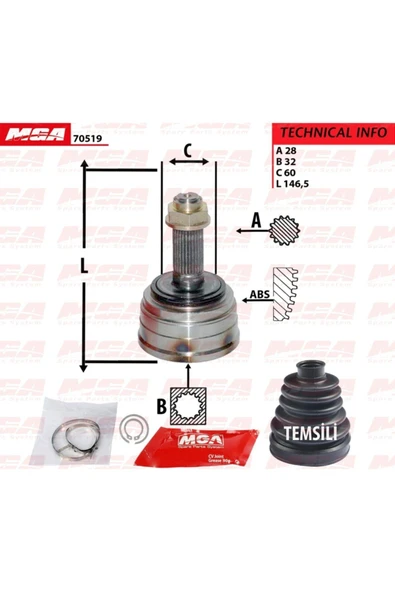 MGA 70519 Aks Kafa Dis-(Honda: Accord 9098 ) (28X32X60) - -