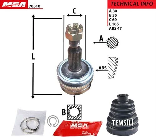 MGA 70510  Aks Kafası Dış Absli L200 06-13 4Wd Mt-At