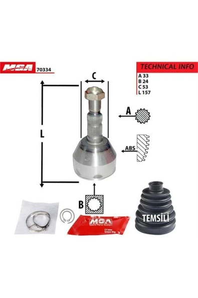 MGA 70334 - - AKS KAFASI DIS ( OPEL : ASTRA H 1.3CDTI / 1.7CDTI ) 33×24×53 ürün görseli