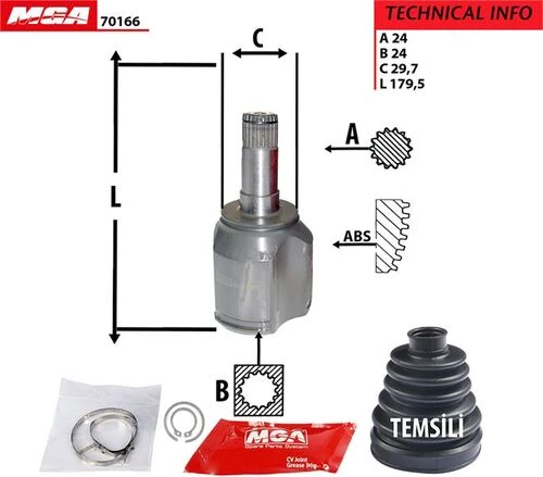MGA 70166  Aks Kafası Iç Sol Albea 07- Albea -06 Doblo 01-10 Fiorino 07- 1.3 Mjtd 1.9 Jtd Mafsallı ürün görseli 1