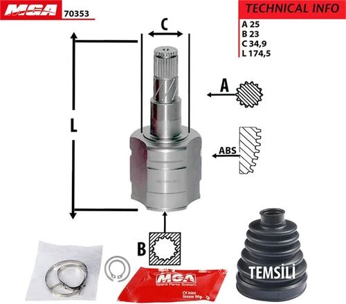 MGA 70353  Aks Kafası Iç Sağ Corsa D 07- 1.3 Dth Z13Dt ürün görseli 1