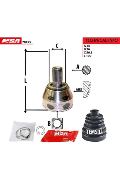MGA 70495  Aks Kafası Dış Cmax 04- Focus Iı 1.4 1.6 2.0 Tdcı ürün görseli