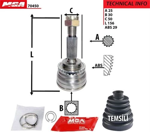 MGA 70450  Aks Kafası Dış Absli Elantra 04-06 25×30×50Xabs-29 ürün görseli 1