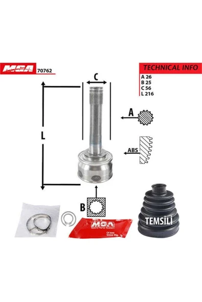 MGA 70762 Aks Kafa Dıs- Mıtsubıshı Pajero 98-10 2.5td  Oem ürün görseli 1