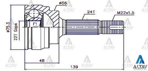 Maher 01813  Aks Kafası Dış Yaris 99= 1.3 Absli 24X22X56 - 1
