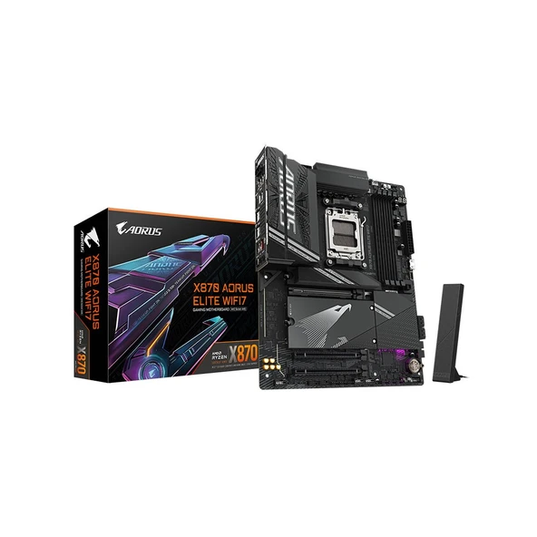 GIGABYTE X870 AORUS ELITE WIFI7 AMD X870 Soket AM5 DDR5 8000Mhz (OC) USB4 WIFI 7 ATX Anakart