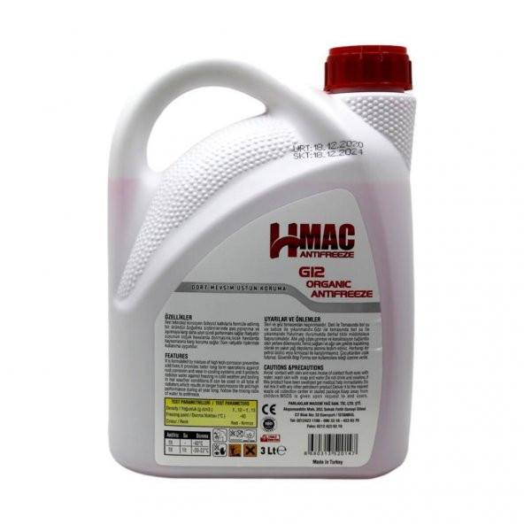 H-Mac Organik Kırmızı Antifriz -40 Derece 3 Lt (4 Adet) - 5