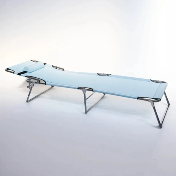 Kamp Yatağı Yastıklı Katlanır Şezlong Kampet Açık Mavi 1629 - 3