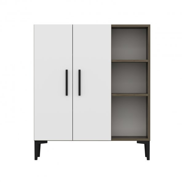 VİVA ÇOK AMAÇLI DOLAP, AYAKKABILIK CEVİZ-BEYAZ - 5