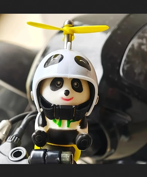 Sevimli Panda Motosiklet Kaskı Süsü, Araba Gösterge Paneli Aksesuarı, Araç İçi Dekorasyon