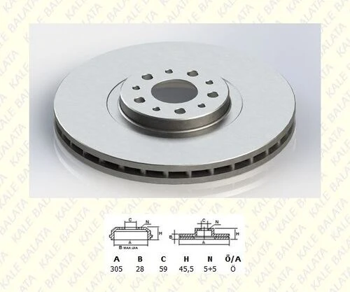 Kale Balata TFD00034 Fren Diski Ön Diski Doblo III 500-Combo 1.3D 1.4 1.6D 305Mm-5 Bijon ürün görseli 1