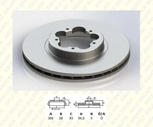 Kale Balata TFD00005 Fren Disk Ön V347 2.2TDCI 2.4TDCI 3.2TDCI 06- Önden Çeker Arkadan Çeker Ölçü 300×28 ürün görseli 1