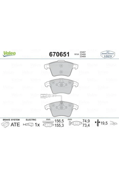 ON FREN BALATASI KABLOLU-19,50MM (VW TRANSPORTER 03-19) ürün görseli 1