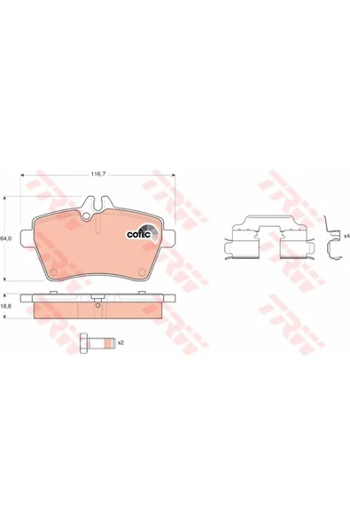 FREN BALATASI ON MERCEDES W169-W245 / 150-160/180/170Cdi ürün görseli 1