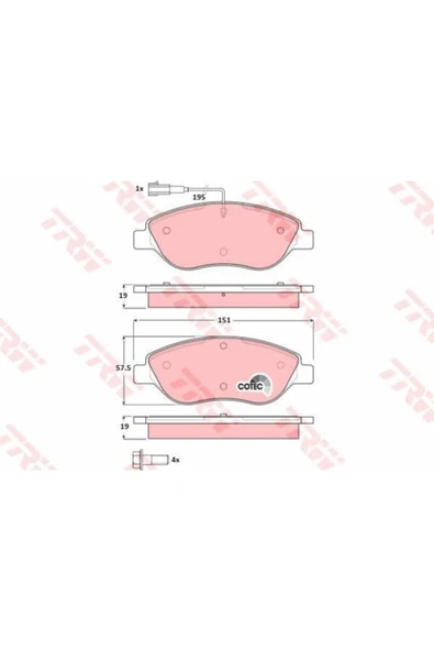 ON BALATA EGEA YM BRAVO 1.4 1.6D 1.9D 2.0D 08> DELTA 1.4 10> 1.6D 08>11> BUYUK TIP ürün görseli 1
