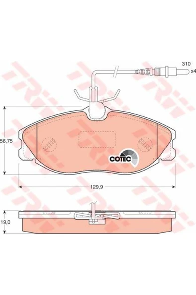 Fren Balatası Ön Fişli 406 95 607 00 / Xsara 97 2.0 16v ürün görseli 1