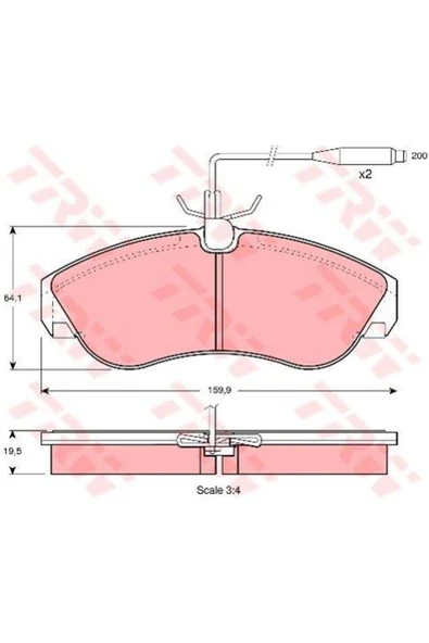 Fren Balatası Ön Fişli Ducato 02 / Boxer 02 / Jumper 02 18q Büyük Tip