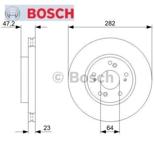 Bosch 0986479364  Ön Fren Diski Honda Crv Iı 2.0 02-06 2.2cdtı 05-06 Fr-v 1.7-1.8-2.0-2.2 05 282x23x5dl Havalı 45251s7ae10
