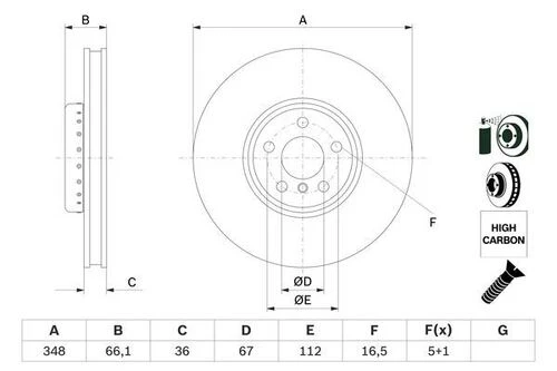 Bosch 0986479F59 0 Fren Diski Ön Sağ Bmw G20 G30 G11 G01 G02 G05 G14 G15 G31 34116860912 ürün görseli 1
