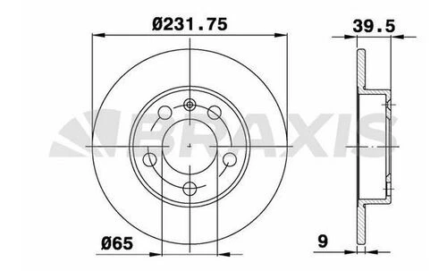 Braxis AE0021 Ae0021 Arka Fren Diski Golf Iv 1.8 1.9tdı 97-bora 98-octavia 1.8 20v 1.9 Tdı 96-fabia 1.4 1.9tdı 2.1 1j0615301