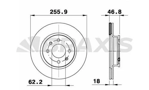 Braxis AE0308 Ae0308 Ön Fren Disk Aynası Havalı Hyundai İ20 2012- 256x4 517121j500 ürün görseli 1