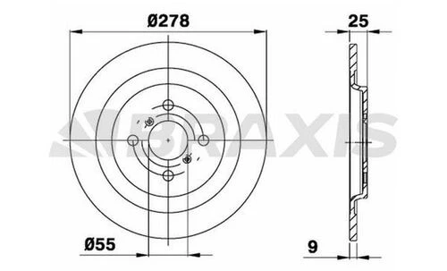 Braxis AE0120 Ae0120 Arka Fren Disk Aynası Düz Yaris 06-13 278x3 424310d060