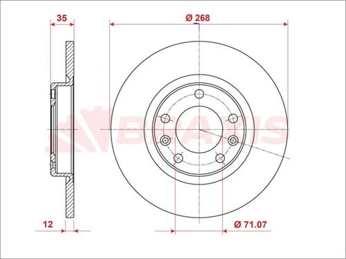 Braxis AE0861 Ae0861 Fren Diski Arka 308 13-c4 Picasso 13- Düz 268mm 1609582880