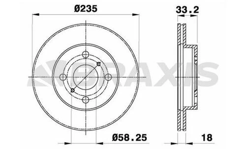 Braxis AE0706 Ae0706 Ön Fren Diski Aynası Havalı Toyota Yaris 99-05 235x4 4351252050 ürün görseli 1