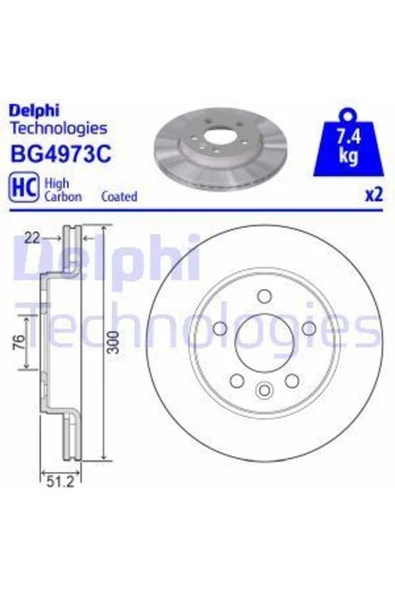 Delphi BG4973C FREN DİSKİ ARKA ÇİFTLİ PAKET VW AMAROK/CRAFTER 16 - 1