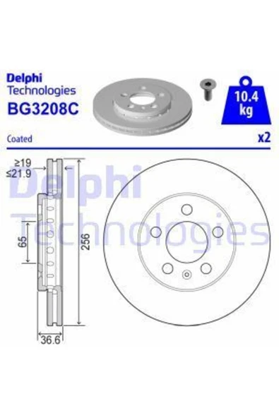 Delphi BG3208C ÖN FREN DİSKİ GOLF IV-POLO 01-BORA(99-05)LEON(99- ürün görseli 1