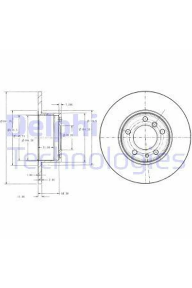Delphi BG2430 FREN DİSKİ ÖN BMW 5 E34 88-97 DÜZ 302mm ürün görseli 1