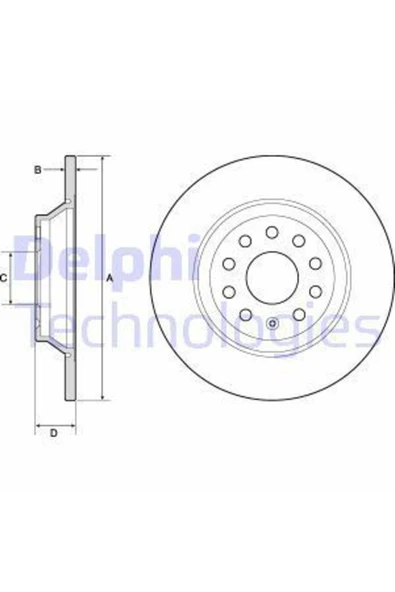 Delphi BG4751C ARKA FREN DİSKİ TK VW TIGUAN 16- GOLF VII 17- SUP ürün görseli 1