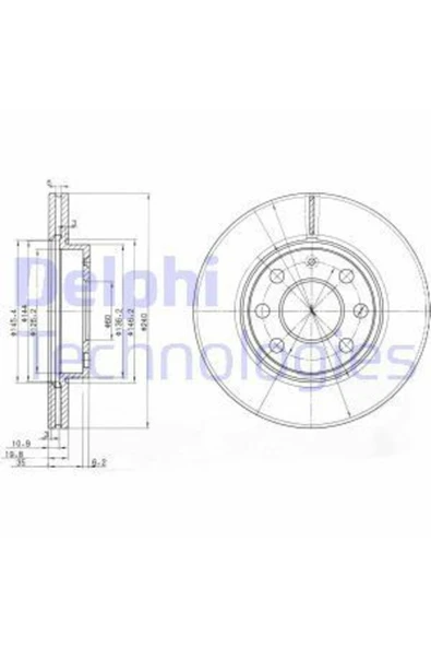 Delphi BG3568 FREN DİSKİ ÖN CORSA C 00- HAVALI 240mm ürün görseli 1