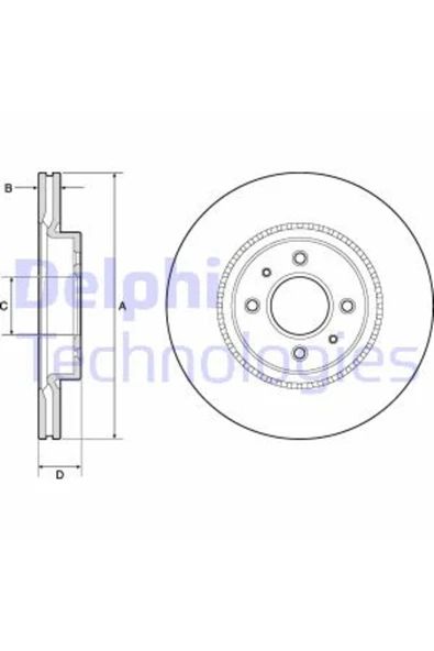 Delphi BG4743C Bg4743c Fren Dıskı On I20 15> / Rıo 11> 1.4 Crdı 15 Jant Havalı 280mm 4 Bıjon