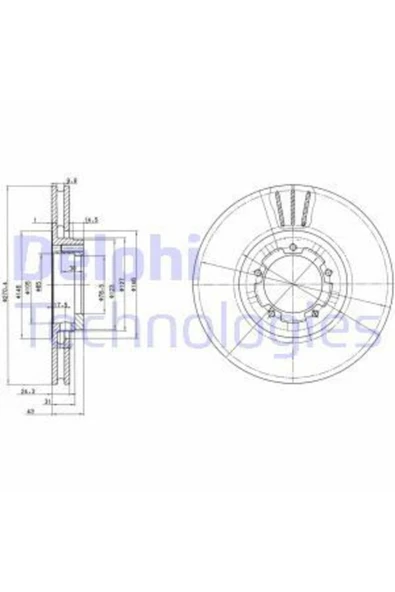 Delphi BG2663 FREN DİSKİ ÖN TRANSIT T15 94-00 HAVALI 270mm ürün görseli 1