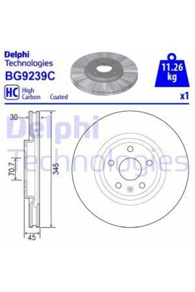 Delphi BG9239C FREN DİSKİ ÖN TEKLI PAKET INSIGNIA B 1.5/1.6 CDTI ürün görseli 1