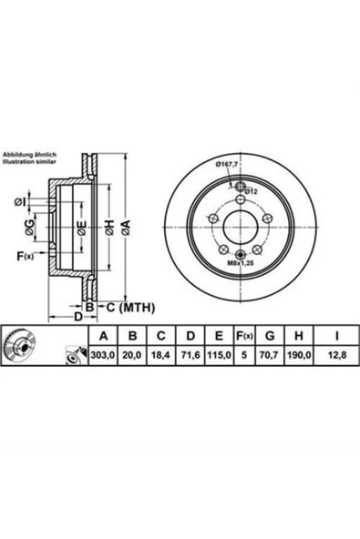 Ferodo DDF1660C ARKA FREN DİSKİ ANTARA 2.4-3.2 V6-2.0 CDTI 07- ürün görseli 1