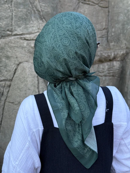 Pamuklu Soft İnci Desen Eşarp-Mint Yeşil - 4