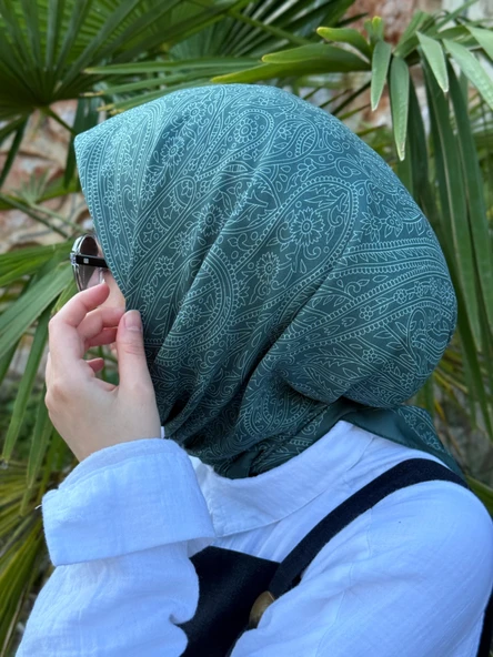 Pamuklu Soft İnci Desen Eşarp-Mint Yeşil